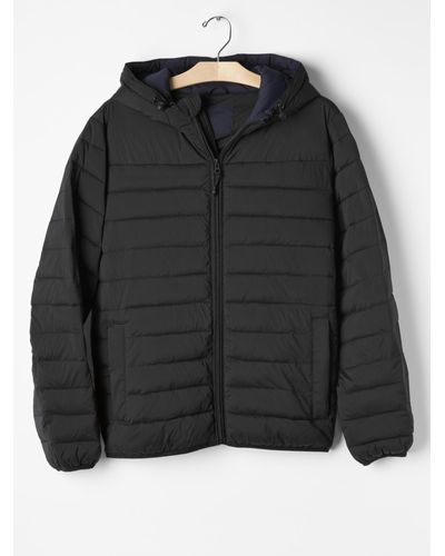 Gap Synthetic Coldcontrol Lite Stretch Hooded Puffer Jacket in Black for Men - Lyst